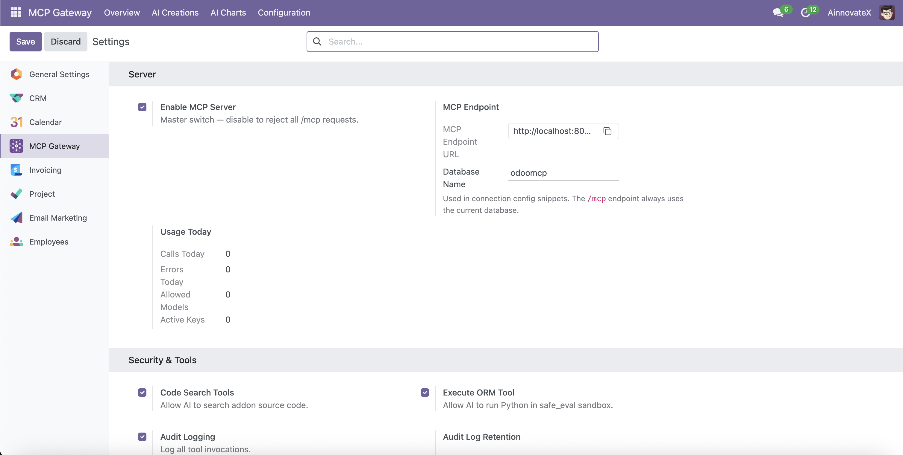MCP Gateway Settings